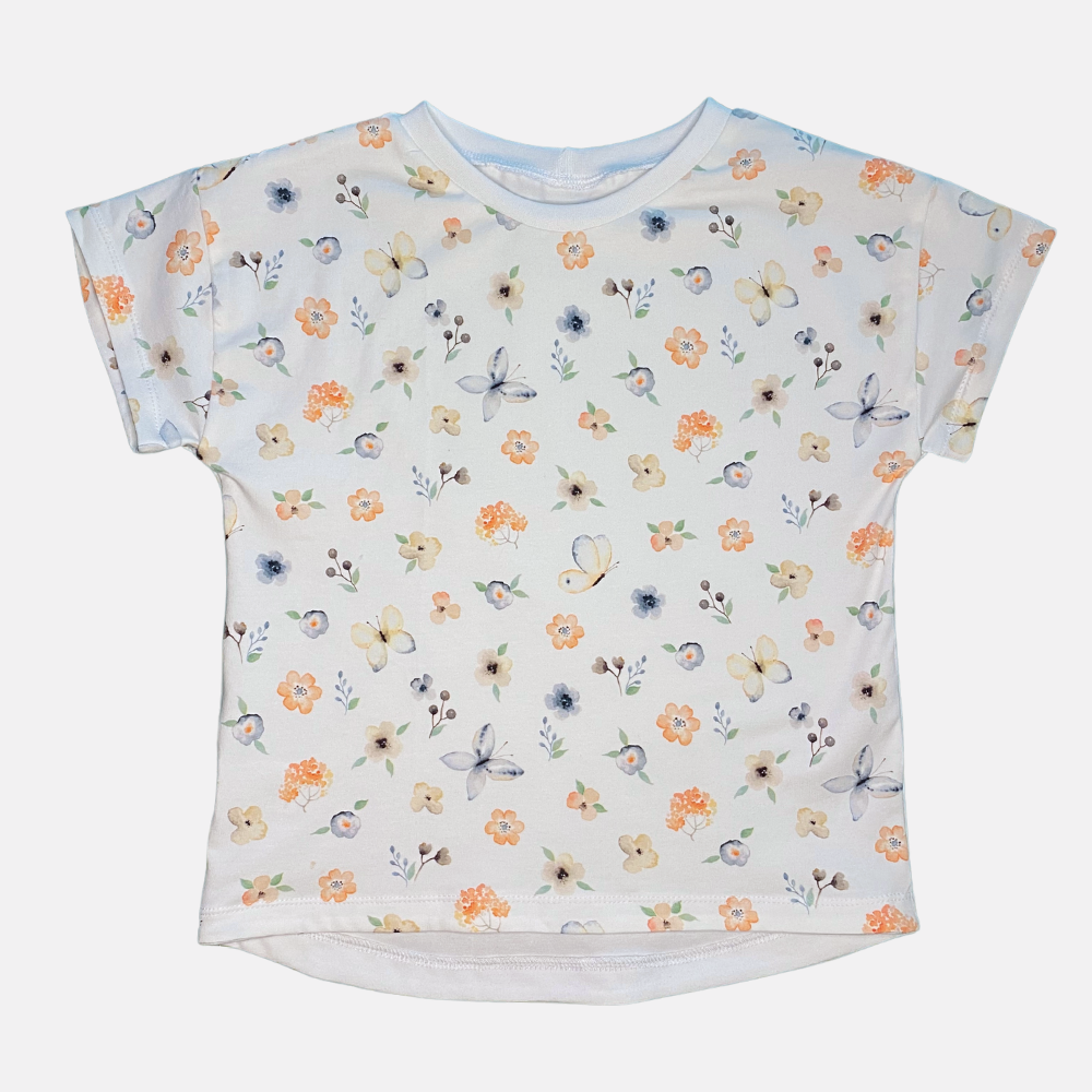 TOUSKI - T-shirt « oversized » - Fleurs et papillons