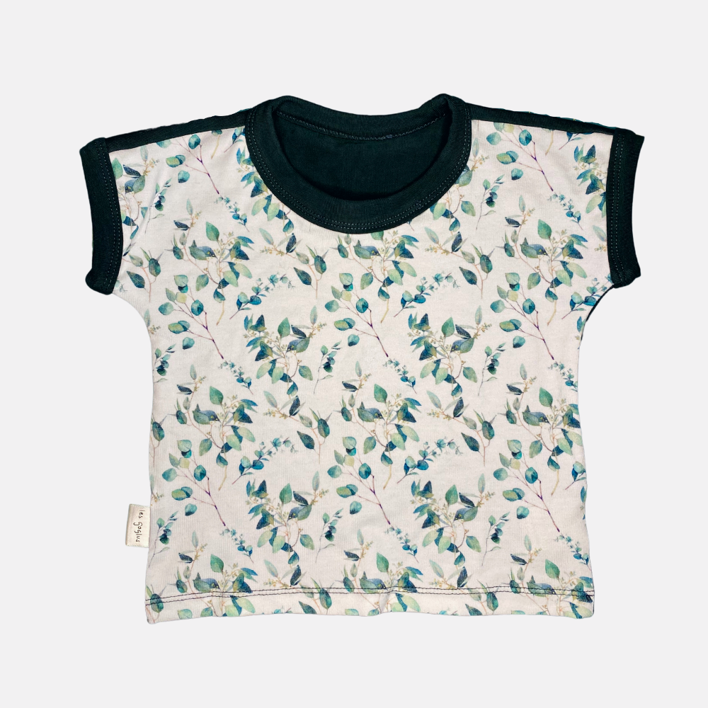 T-shirt - Ocre with flowers (12-24 months)