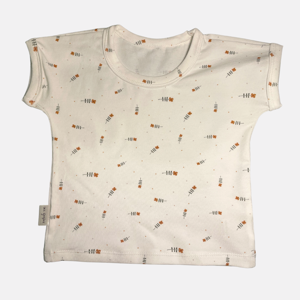 T-shirt - Ocre with flowers (12-24 months)